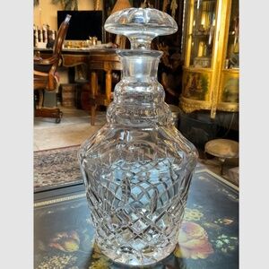Gorgeous Crystal Cut Glass 10.5” Decanter w Stopper Lismore Style 3.5 lbs